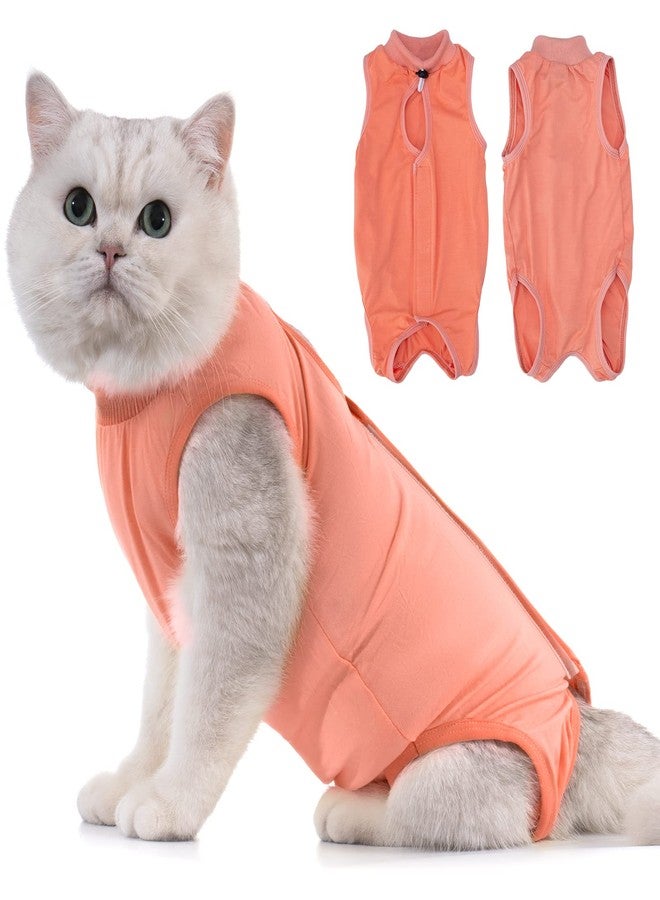 Avont Cat Recovery Suit - Kitten Onesie for Cats After Surgery, Cone of Shame Alternative Surgical Spay Suit for Female Cat, Post-Surgery or Skin Diseases Protection -Coral(M) - Image 1